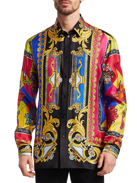 versace silk shirt men's|versace long sleeve shirt men.